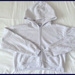 Tna Cozy Fleece Boyfriend Boxy Zip Hoodie - Heather Cloud White